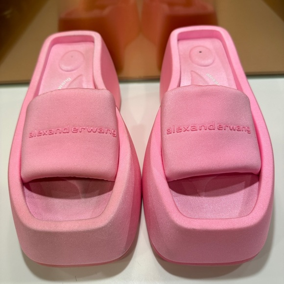 Alexander Wang Taji Platform Slides Size 38 Neon Bubblegum - Picture 3 of 16
